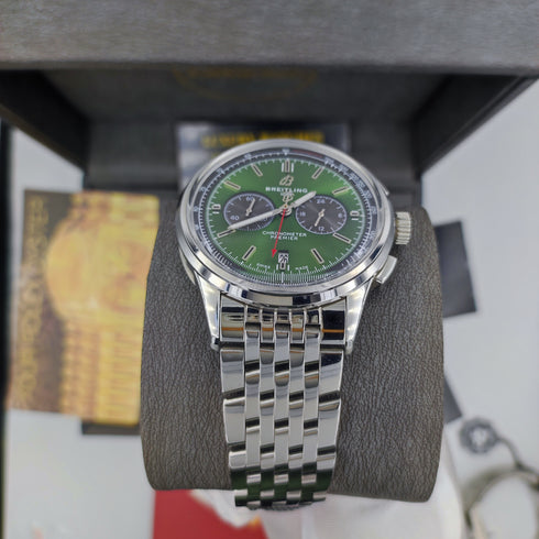 BR-Breitling Chronomat Argenté Vert