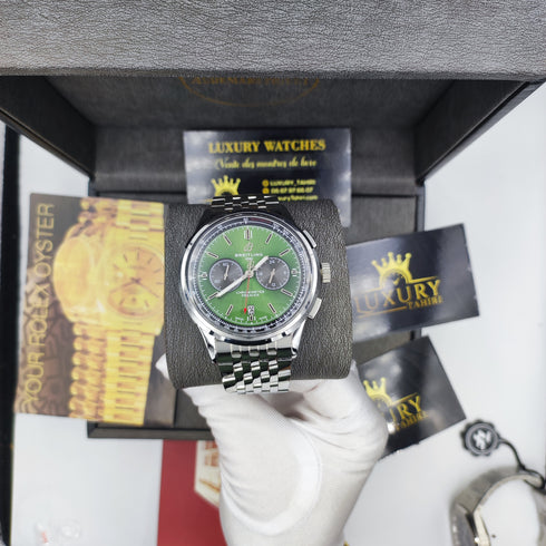 BR-Breitling Chronomat Argenté Vert