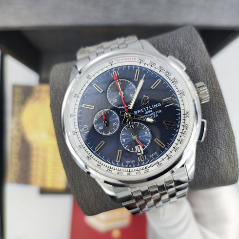 Br-Breitling Chronomat Argenté Bleu