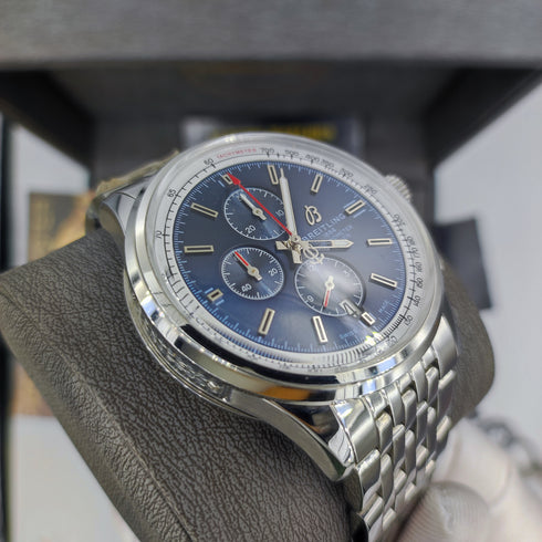 Br-Breitling Chronomat Argenté Bleu