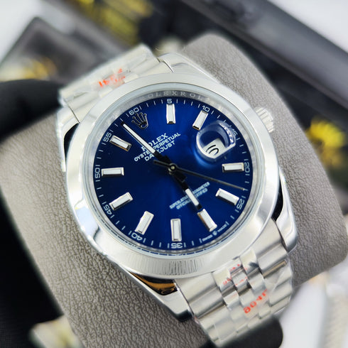RX-Datejust 41mm Oystersteel and white Bright Blue Dial 126334-0002'
