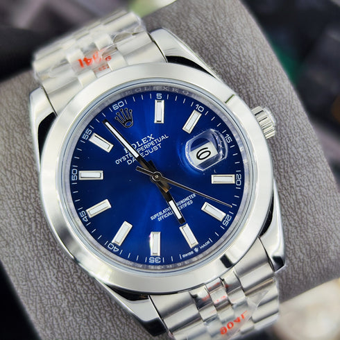 RX-Datejust 41mm Oystersteel and white Bright Blue Dial 126334-0002'