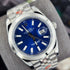 RX-Datejust 41mm Oystersteel and white Bright Blue Dial 126334-0002'
