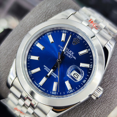 RX-Datejust 41mm Oystersteel and white Bright Blue Dial 126334-0002'