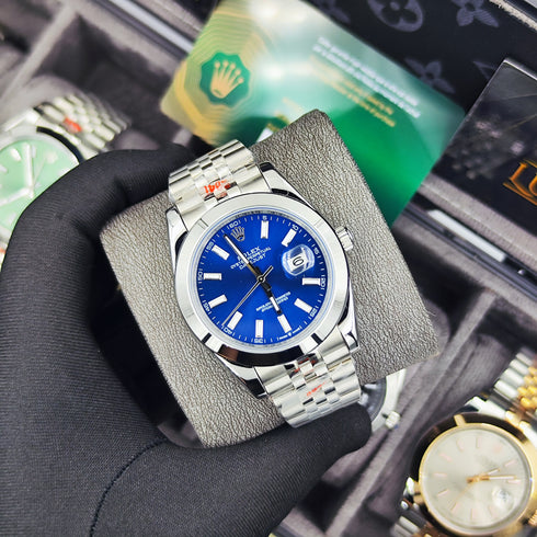 RX-Datejust 41mm Oystersteel and white Bright Blue Dial 126334-0002'