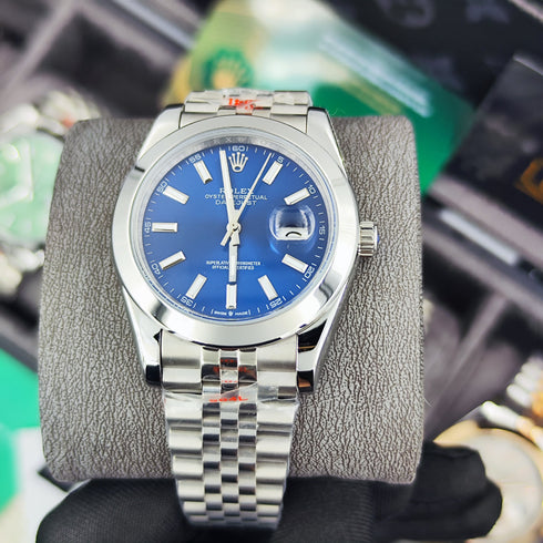 RX-Datejust 41mm Oystersteel and white Bright Blue Dial 126334-0002'