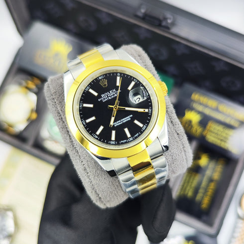 RX-Datejust Black Dial Gold & Steel 41mm