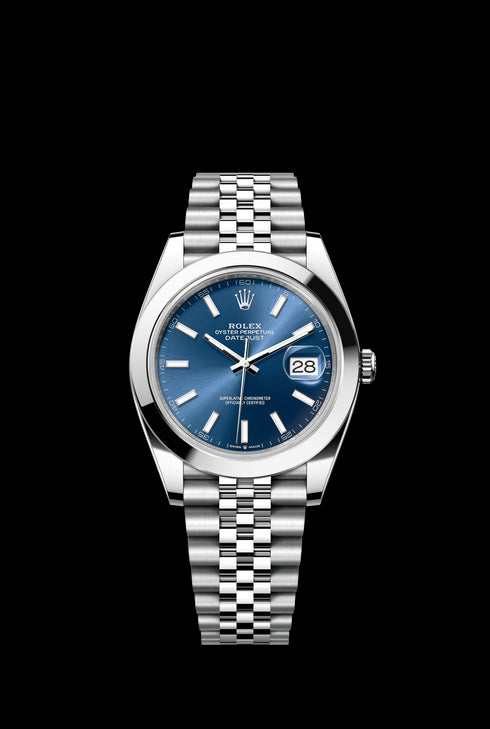 RX-Datejust 41mm Oystersteel and white Bright Blue Dial 126334-0002'